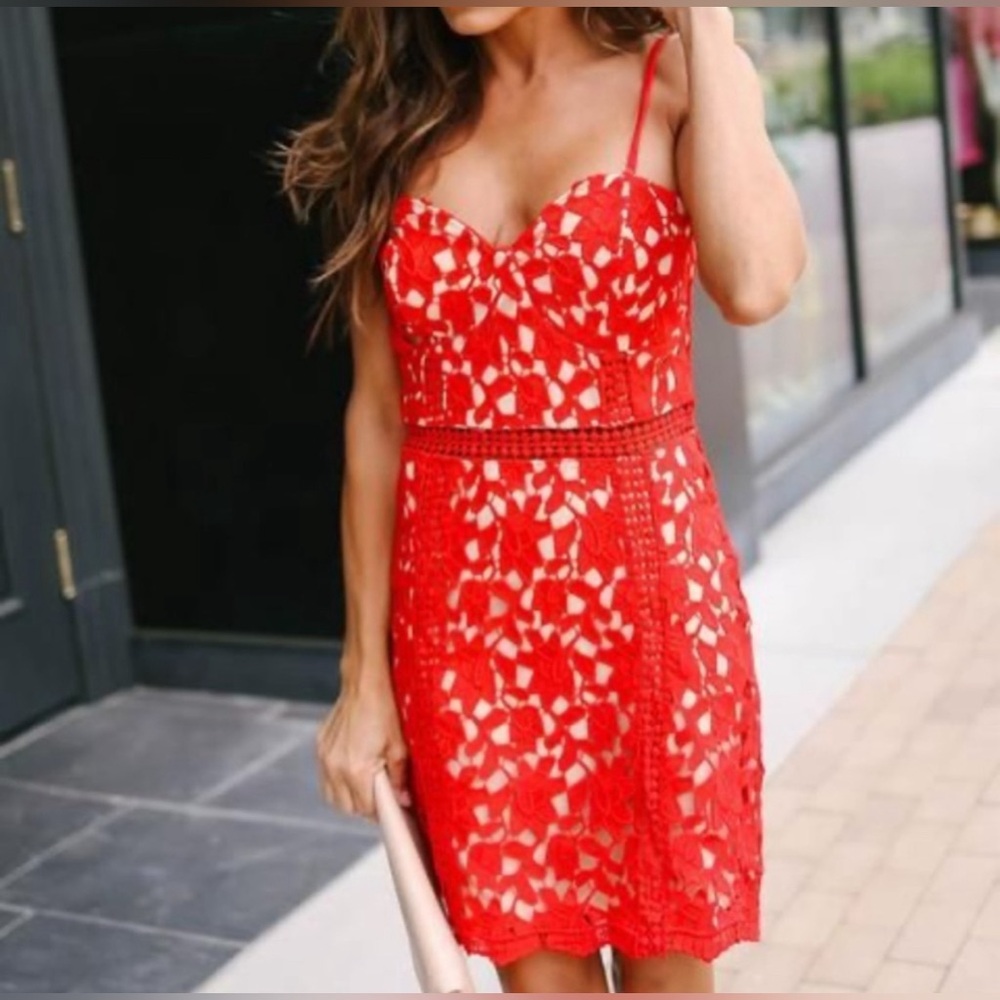 Just Me | Red Lace Dress | Small